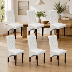 Comfortable 6-Piece Dining Chair Set with White Finish