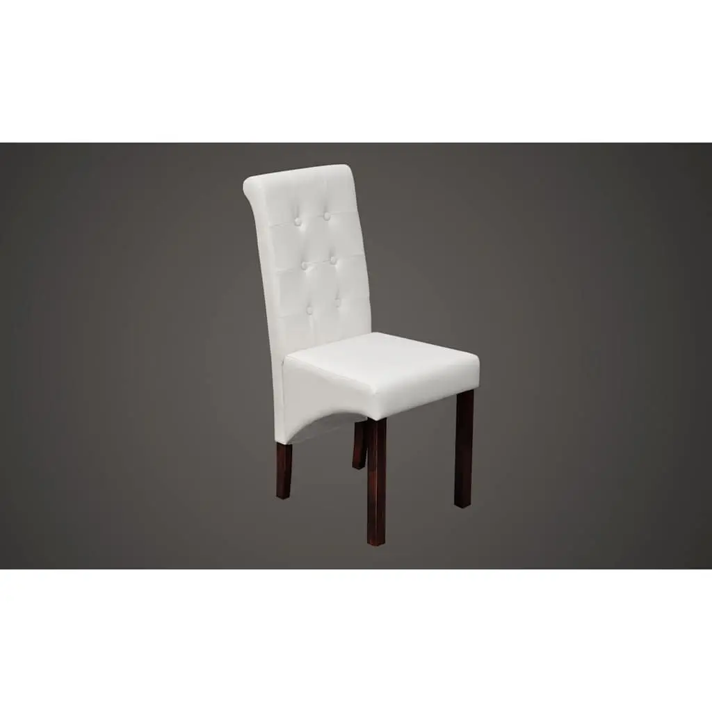 Dining Chairs Set of 6 Ergonomic Kitchen Seating White Faux Leather