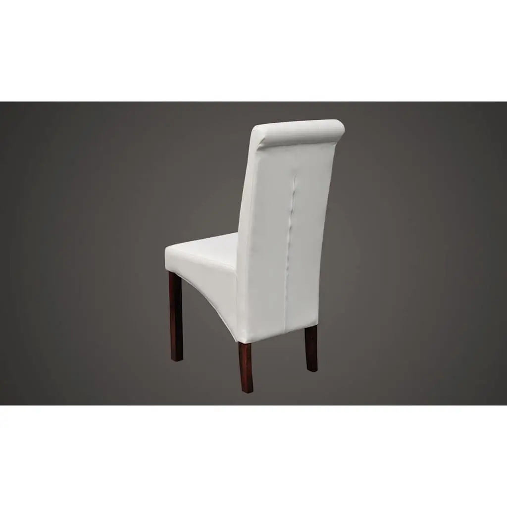 Dining Chairs Set of 6 Ergonomic Kitchen Seating White Faux Leather