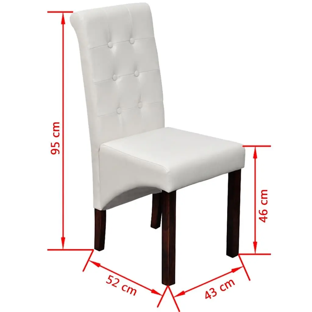 Dining Chairs Set of 6 Ergonomic Kitchen Seating White Faux Leather