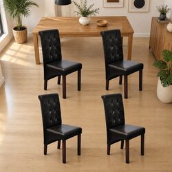 Set of 4 Practical Brown Faux Leather Dining Chairs with Comfort