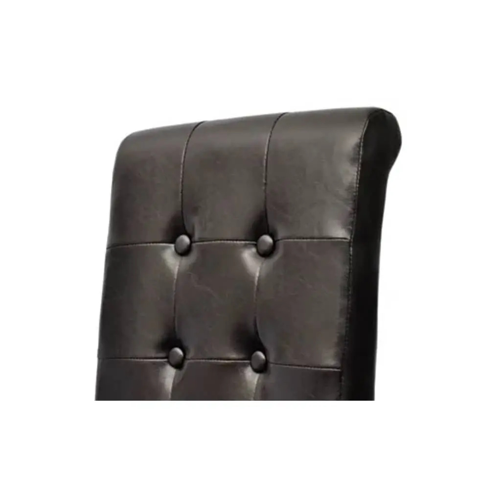 Dining Chairs Set 6 pcs Brown Faux Leather Padded Seats Kitchen Room Furniture