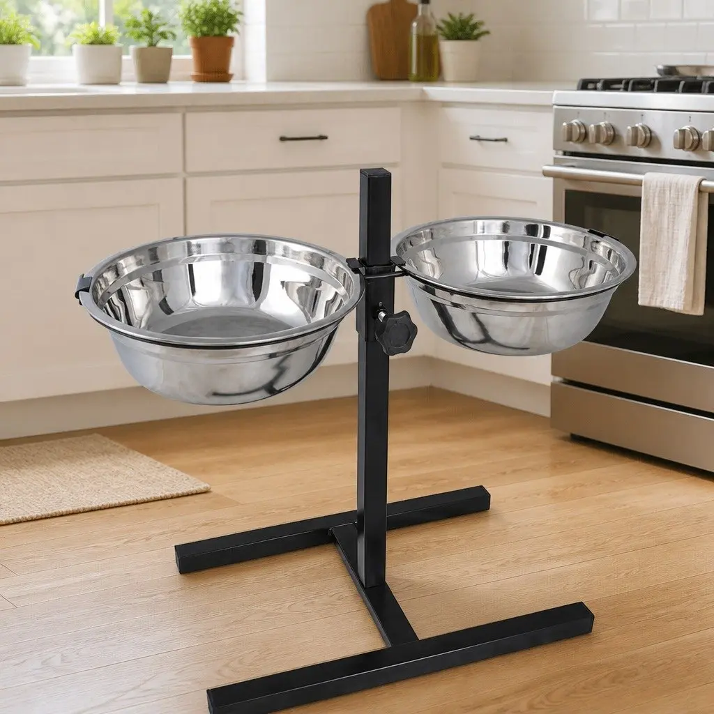 Adjustable Pet Feeding Stand with Bowls
