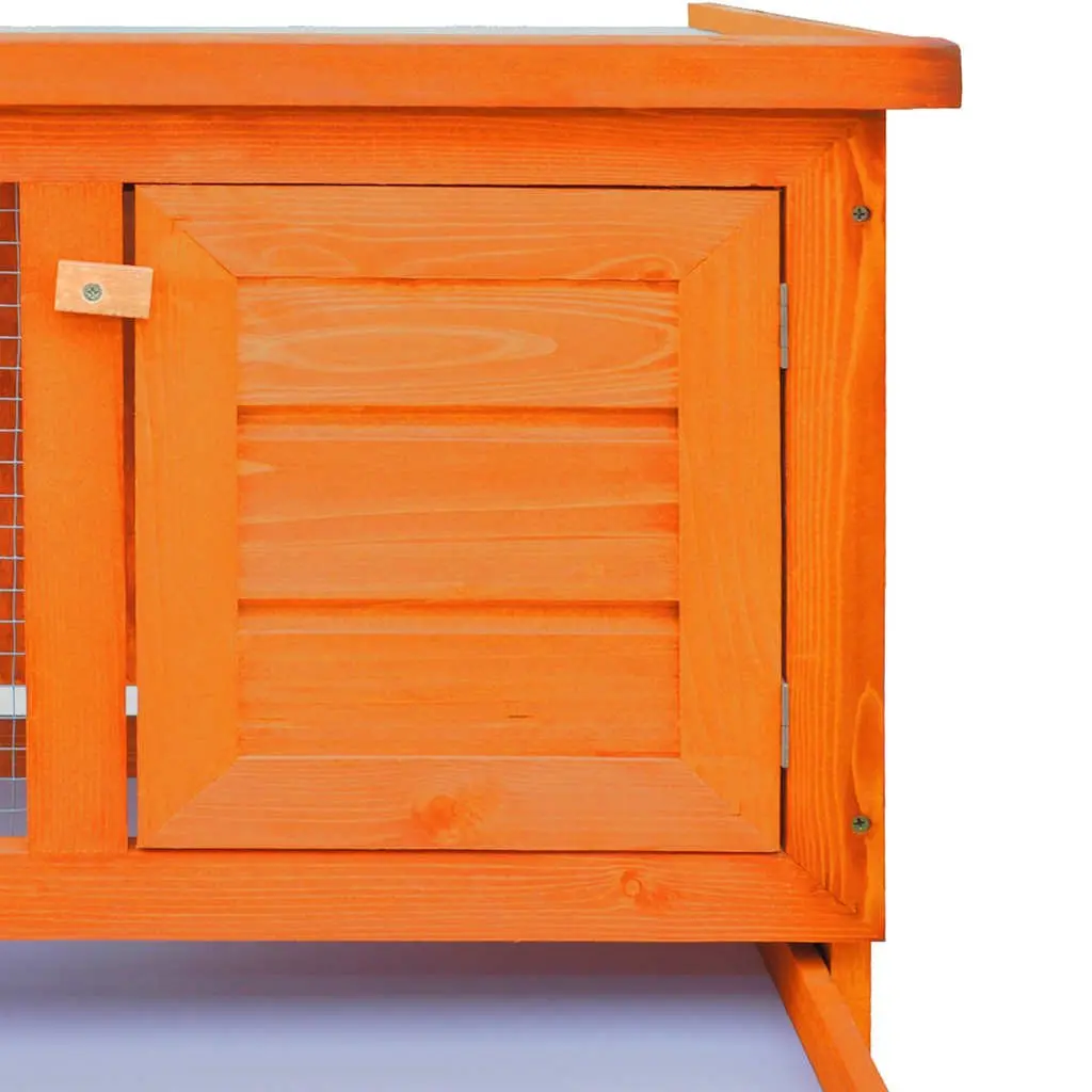 Outdoor Rabbit Hutch Single Layer Wood Brown Cage Small Pet Exercise Enclosure