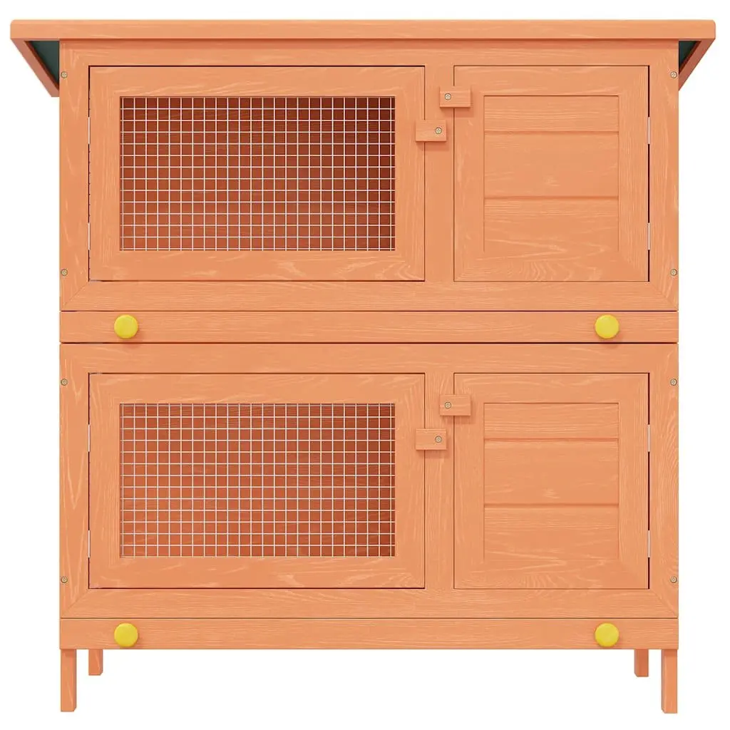 Rabbit Hutch Small Animal House Wooden Enclosure Two Tier Brown