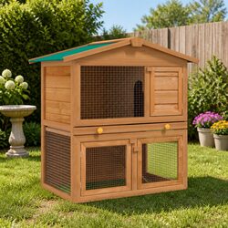 Value-Driven Wooden Rabbit Hutch for Small Animals