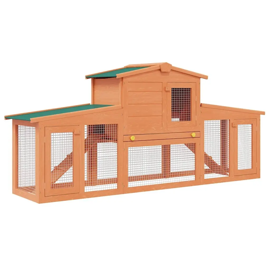Wooden Rabbit Hutch Two Storey Small Animal Cage Brown