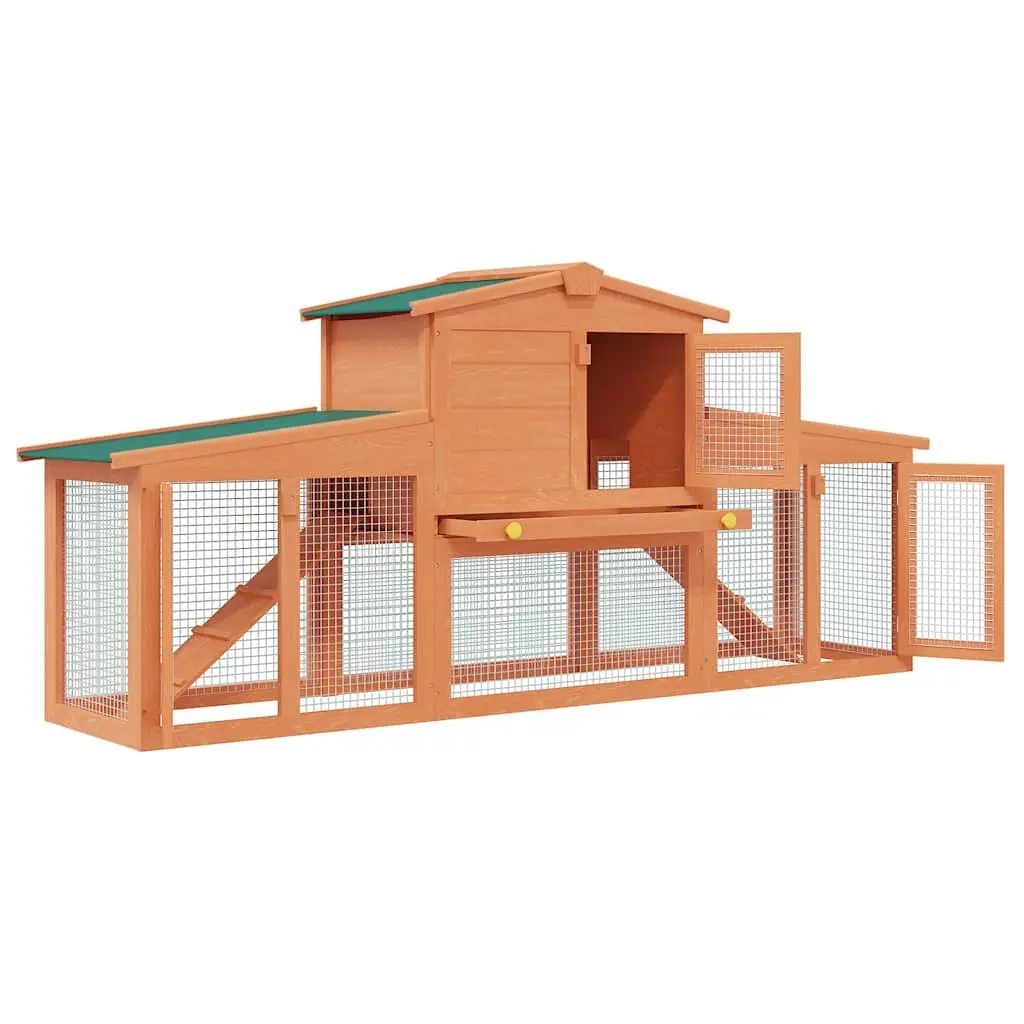 Wooden Rabbit Hutch Two Storey Small Animal Cage Brown