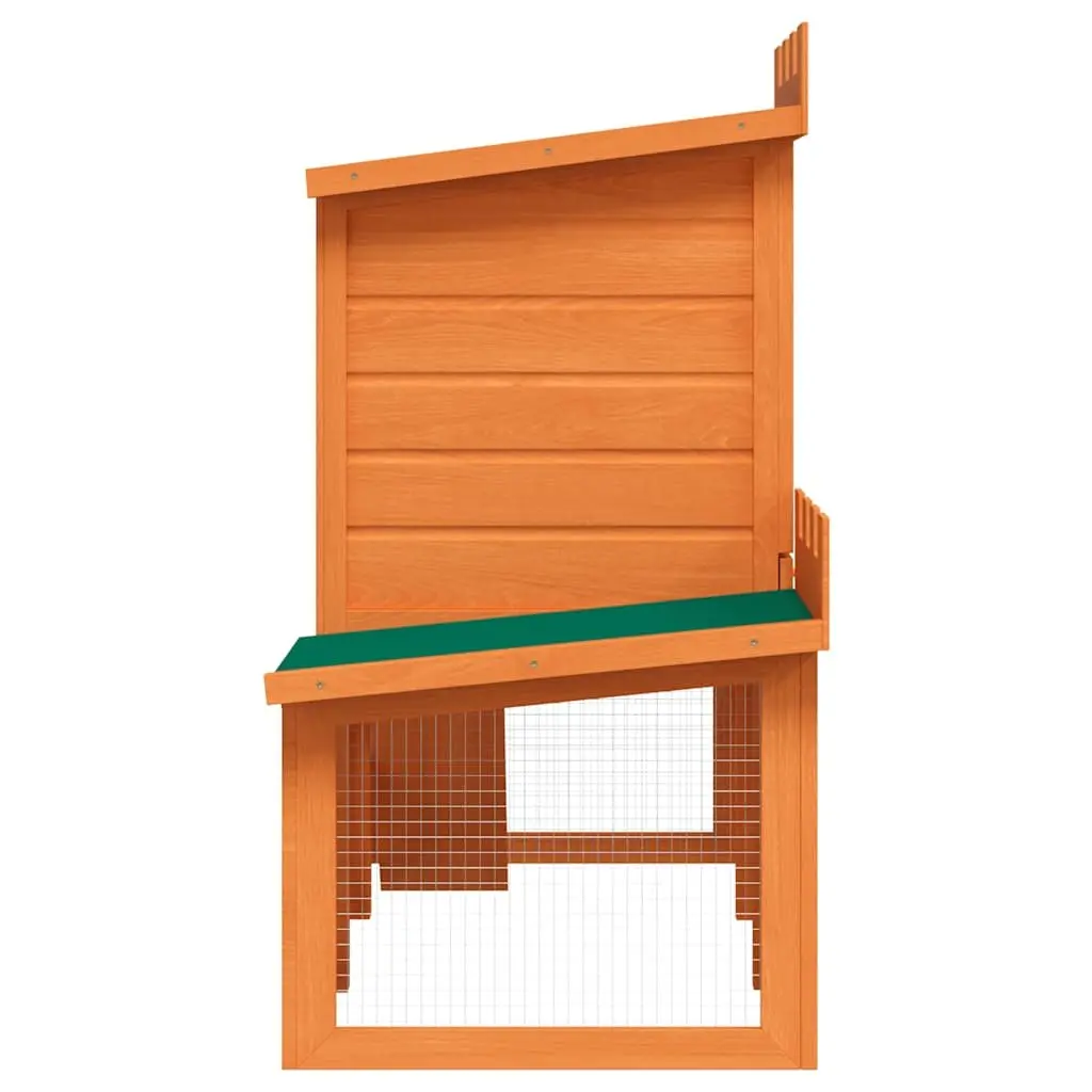 Outdoor Rabbit Hutch Large 2 Layer Cage House Small Animal Enclosure Brown Pine Wood