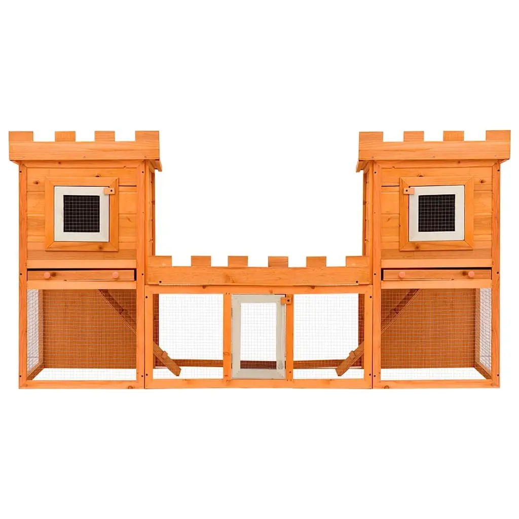 Rabbit Hutch Double House Outdoor Pet Cage 2 Layer Brown