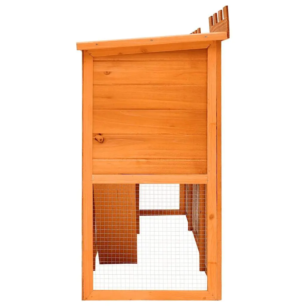 Rabbit Hutch Double House Outdoor Pet Cage 2 Layer Brown
