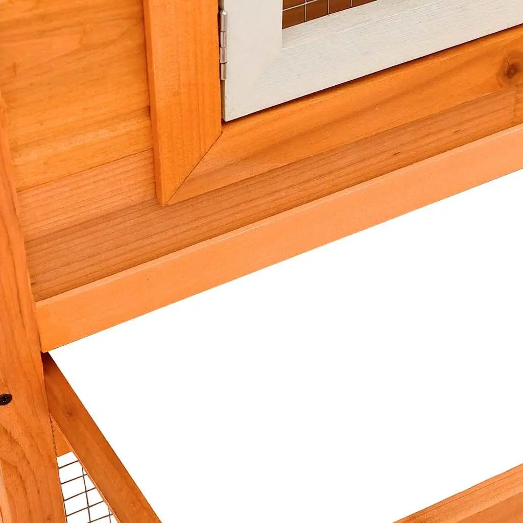 Rabbit Hutch Double House Outdoor Pet Cage 2 Layer Brown