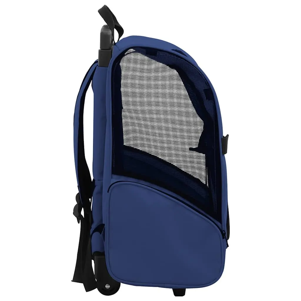Pet Trolley Foldable Multipurpose Stroller Carrier Backpack Handbag Blue