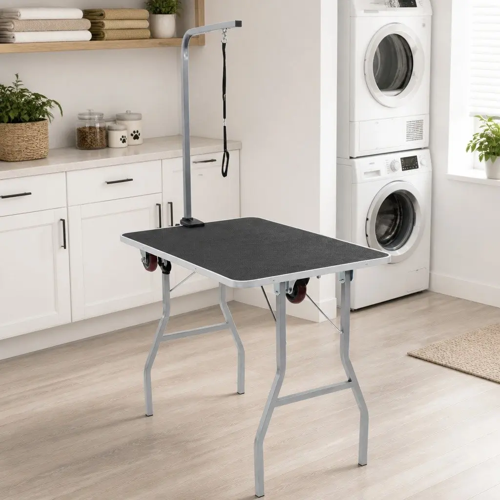 Portable Dog Grooming Table Adjustable Size Brown