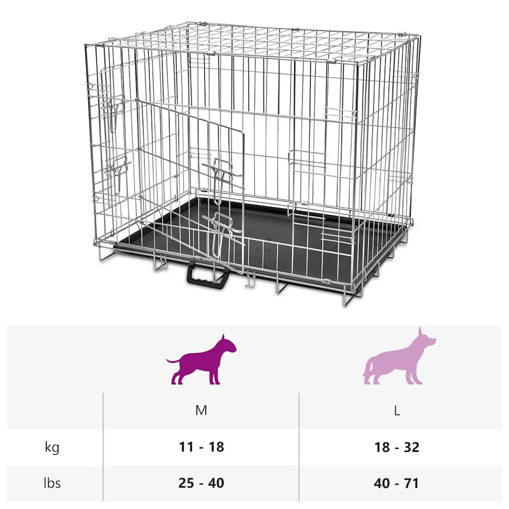 Foldable Metal Dog Bench M Training Portable Black Crate Cage Pet Enclosure
