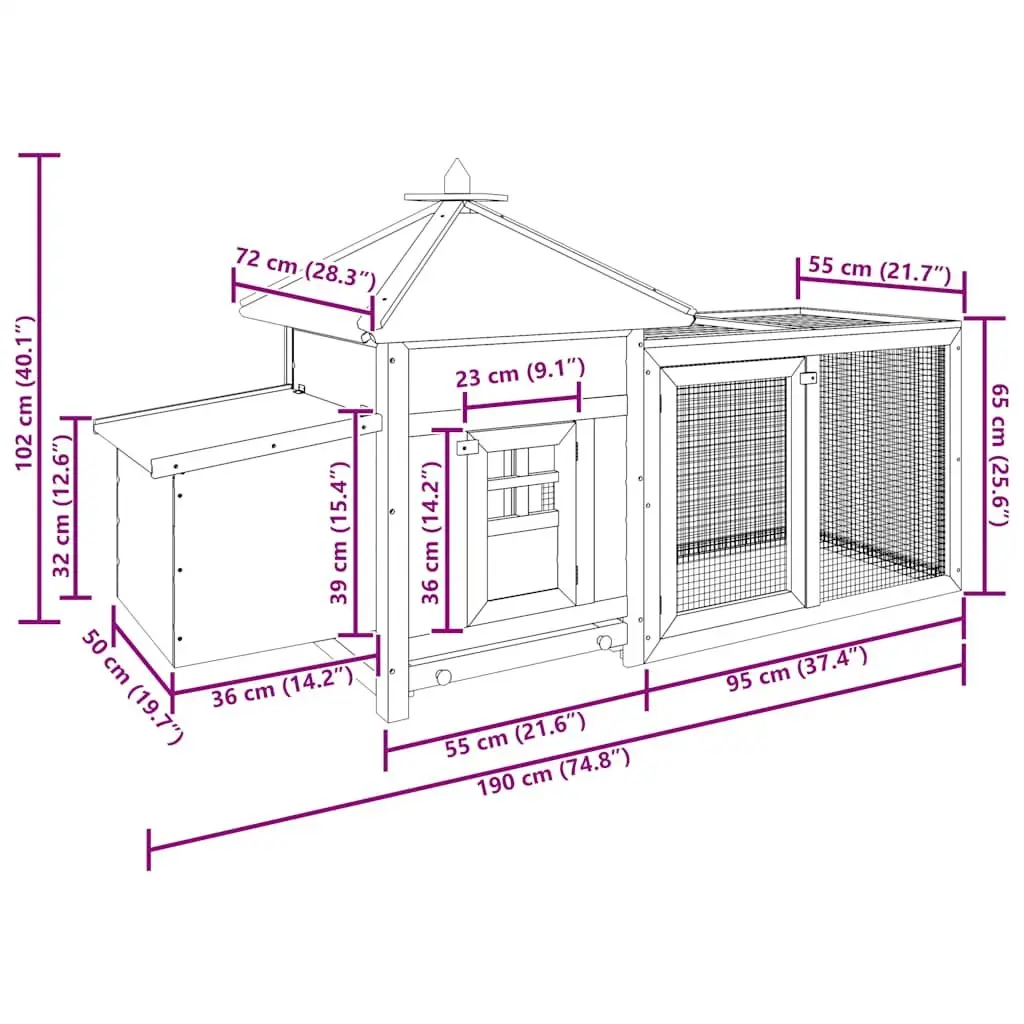 Outdoor Chicken Coop Nesting Box Run Large Iron Mesh Waterproof Fabric Brown