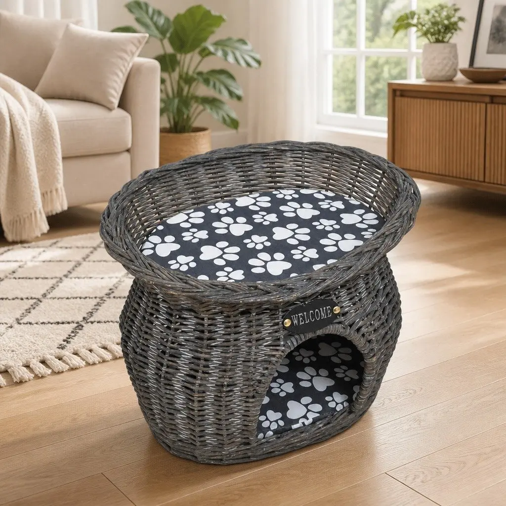 Grey Willow Cat House for Pets