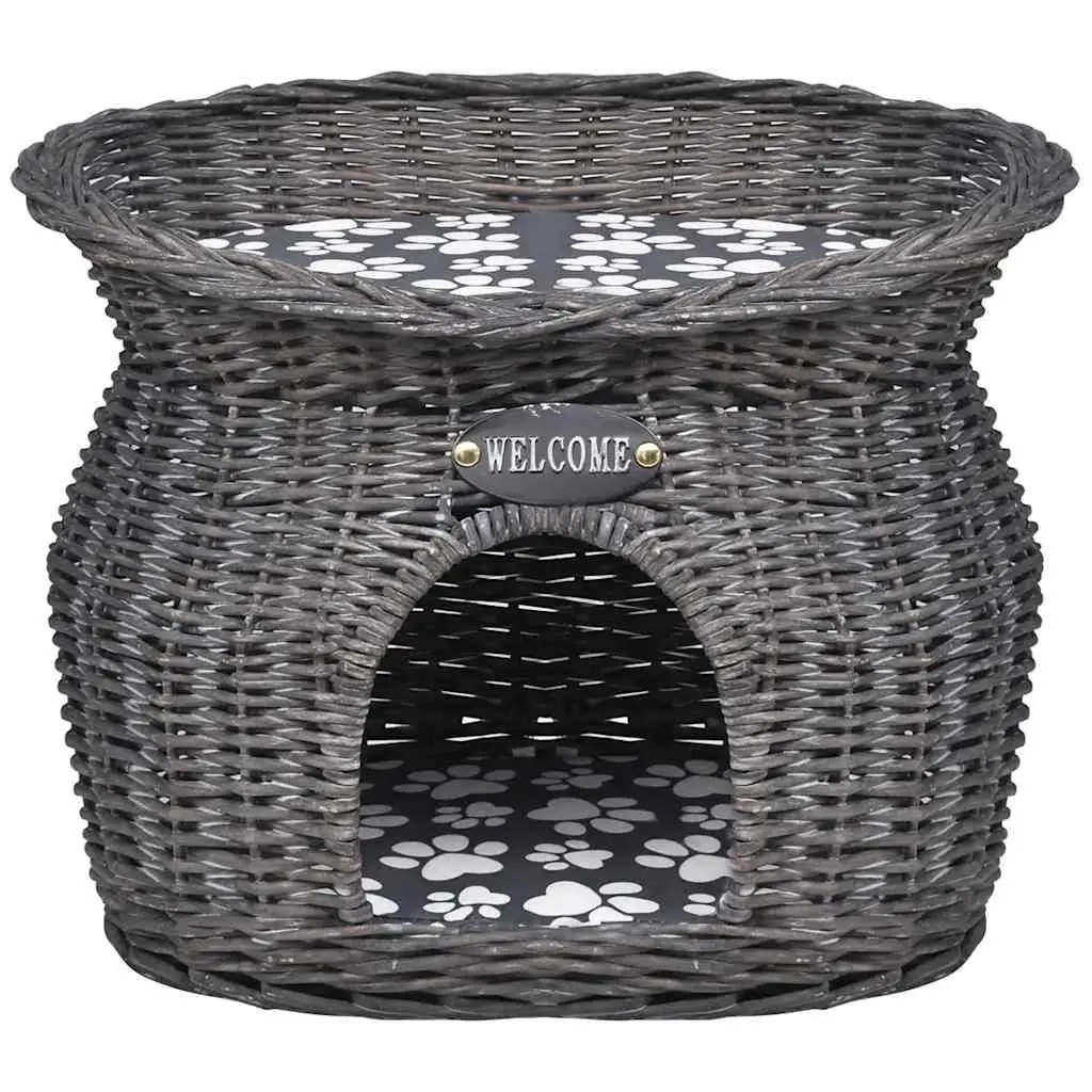 Cat Tree Pet House Bed Scratching Post Grey Willow Indoor Outdoor