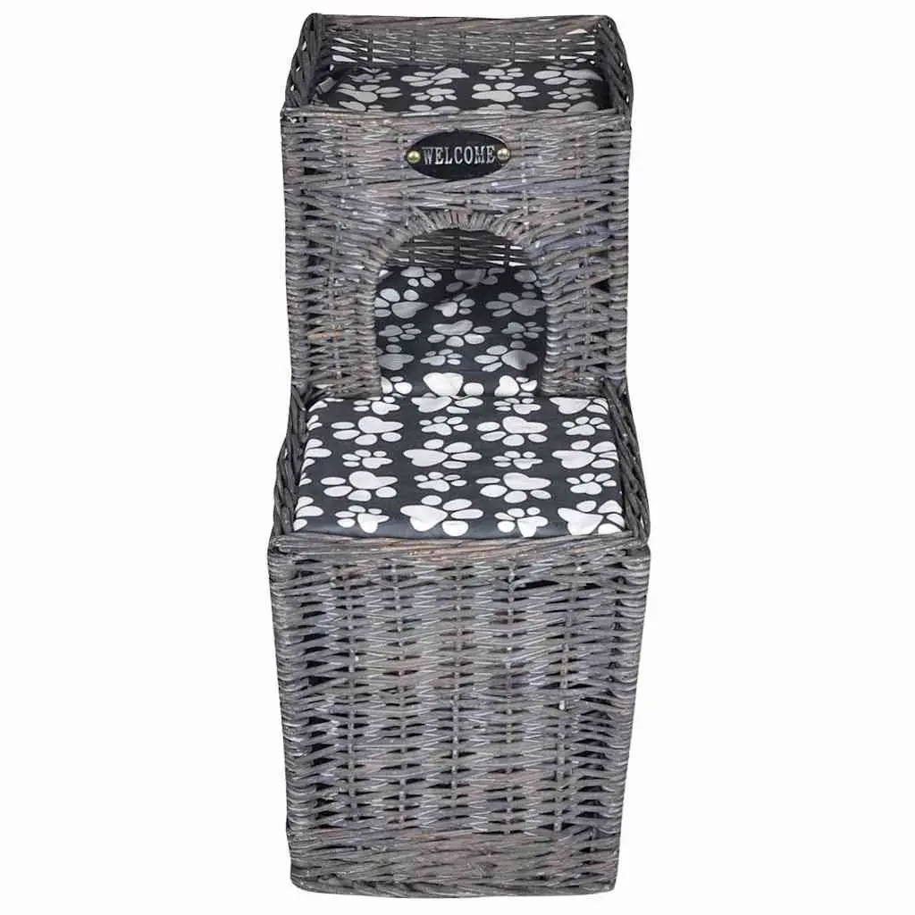 Cat Tree Pet House Bed Castle Scratching Post Cushion Grey