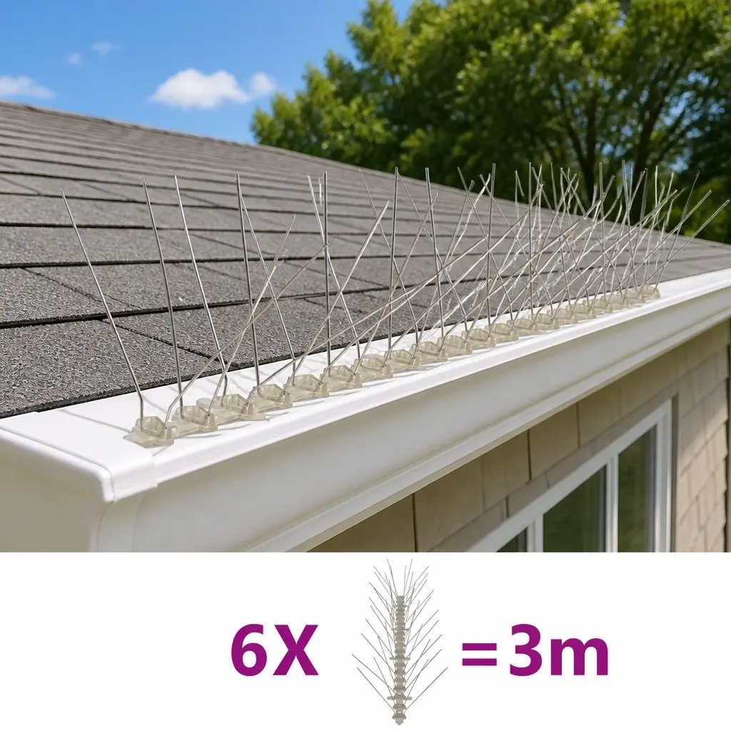 Bird Spikes Anti Bird Deterrent 3m 4 Row Silver