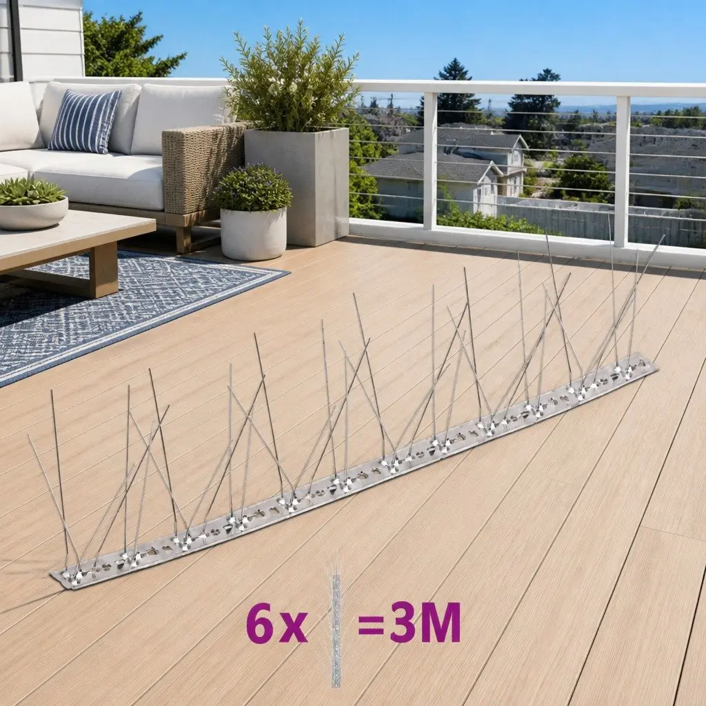 Bird Spikes Stainless Steel Pigeon Deterrent 5 Row 3m Silver