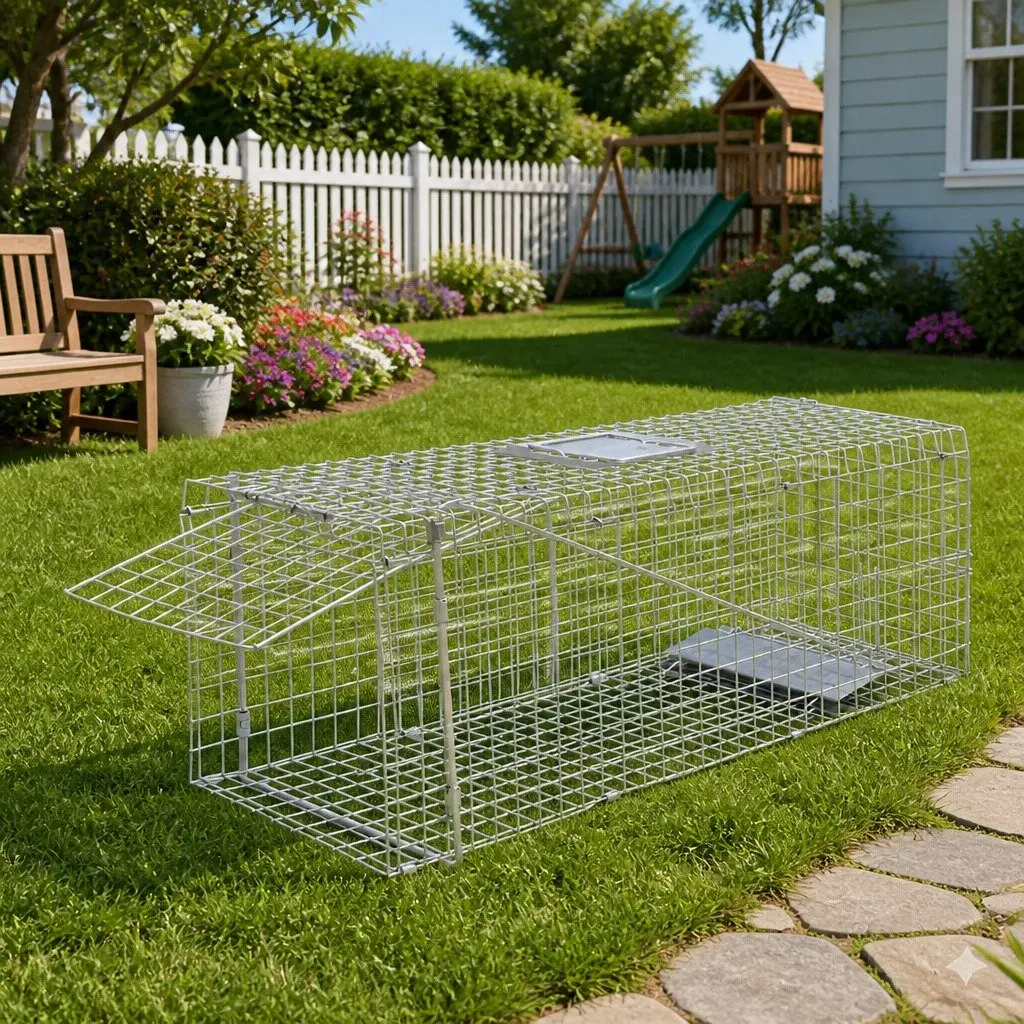 Live Trap Animal Cage 80cm Humane Safe Catch Release Pest Control