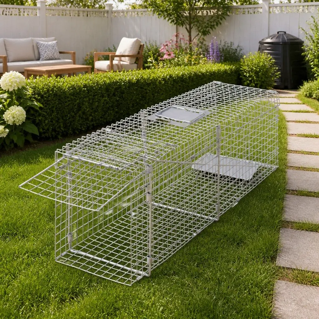 Live Trap Humane Animal Cage 100cm Single Door Wire Mesh