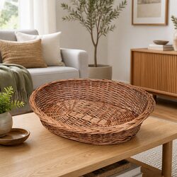 Warm and Cozy 90cm Dog Basket Pet Bed - Brown Willow