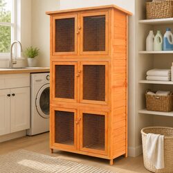 Reliable Wooden Rabbit Cage with Ventilation and Safety