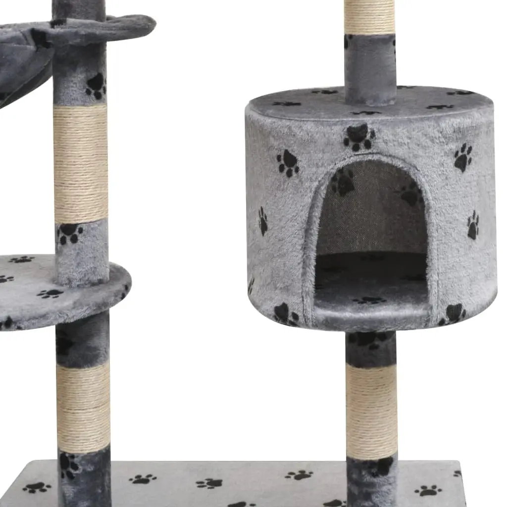 Cat Tree Multi-Level Play 125cm Grey Paw Prints