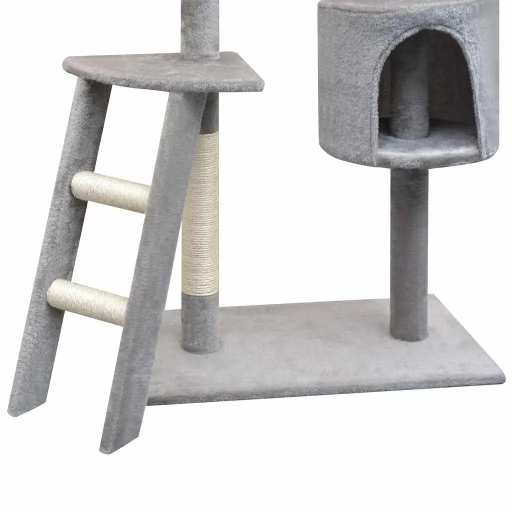 Multi-Level Cat Climbing Centre 150cm Grey Plush with Sisal Scratching Posts House and Hammock