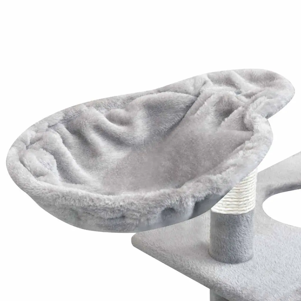 Multi-Level Cat Climbing Centre 150cm Grey Plush with Sisal Scratching Posts House and Hammock