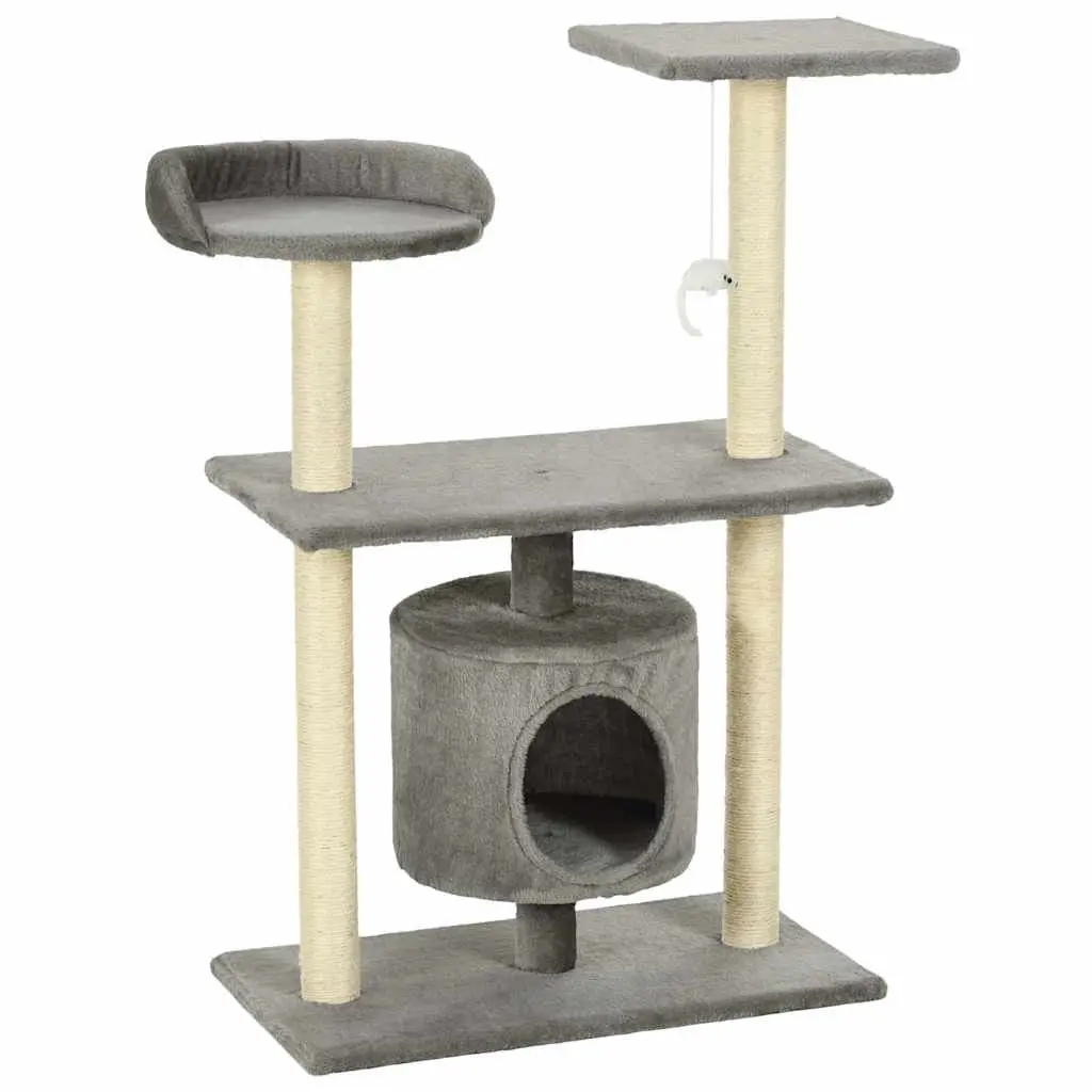 Cat Tree Multi-Level Climbing Play Centre 95cm Grey