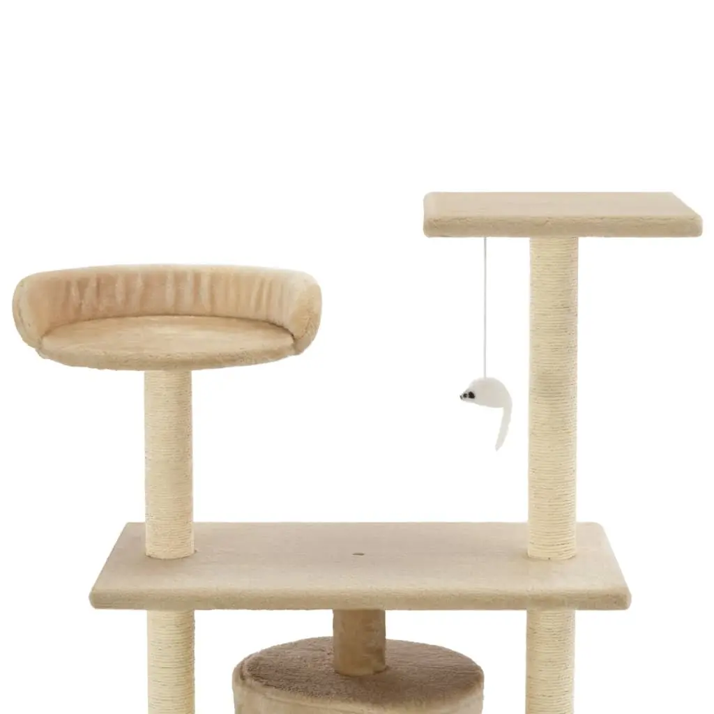 Cat Tree Multi-Level Play Centre 95cm Beige Sisal Scratching Posts House Perch