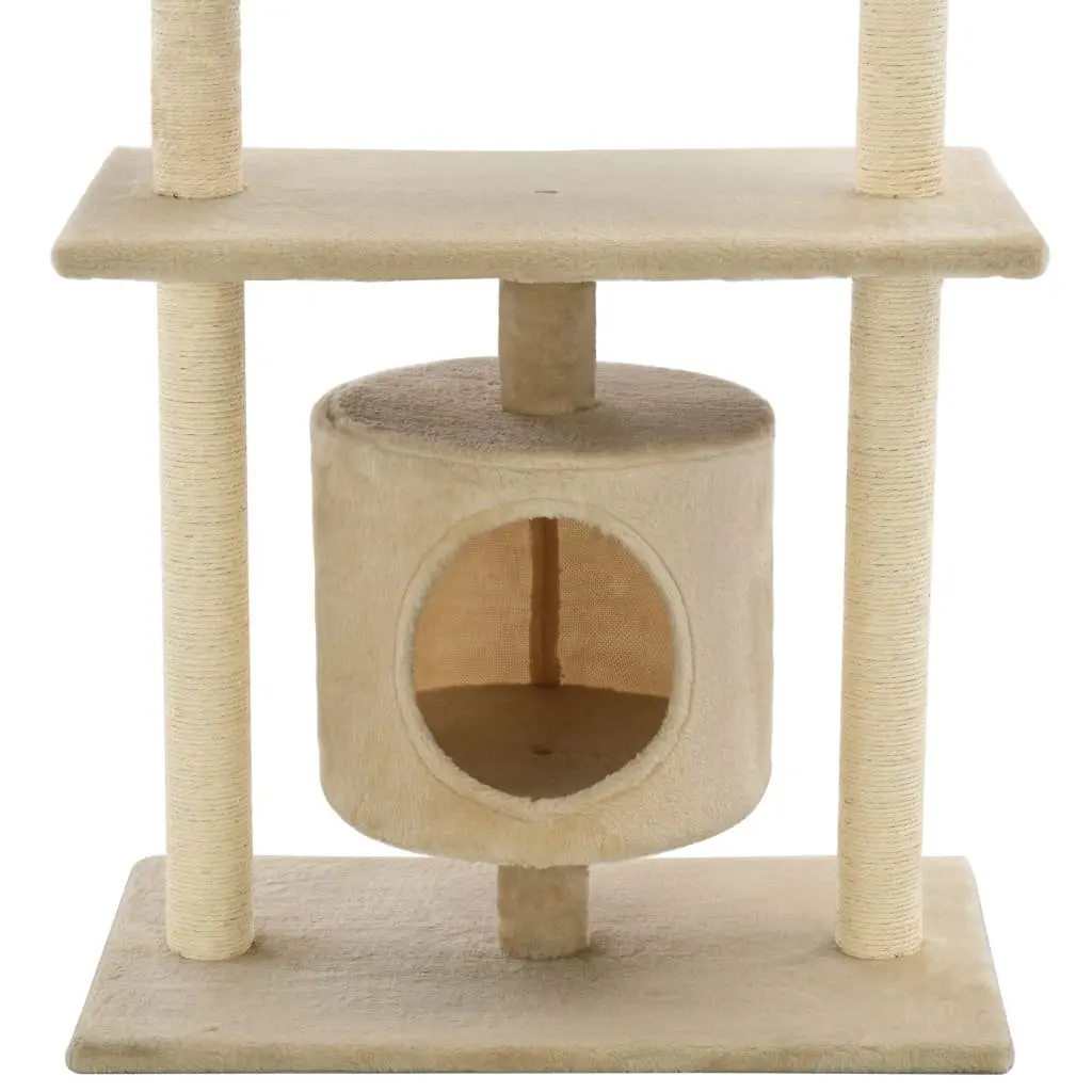 Cat Tree Multi-Level Play Centre 95cm Beige Sisal Scratching Posts House Perch