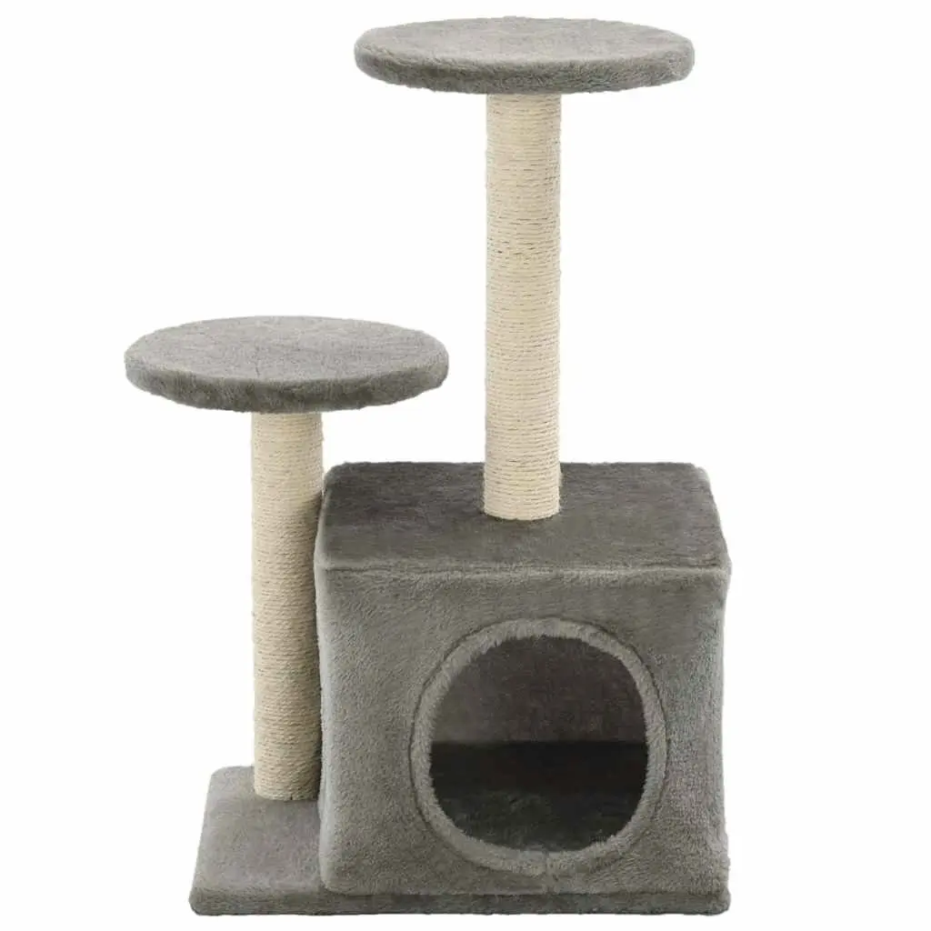 Cat Tree Scratching Posts 60cm Grey Plush Play Centre for Cats