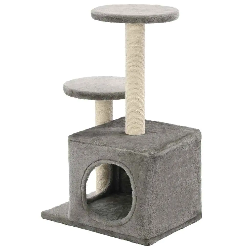 Cat Tree Scratching Posts 60cm Grey Plush Play Centre for Cats