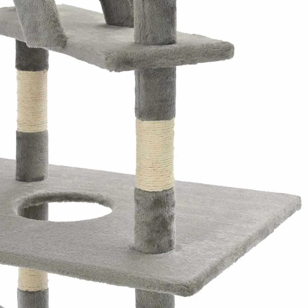 Multi-Level Scratching Post Tower for Cats Grey 230-260cm Cat Furniture