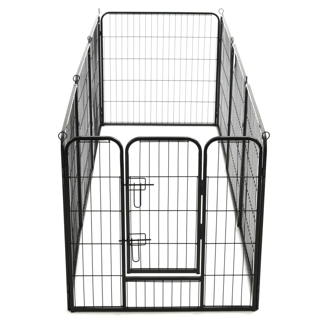 Dog Playpen 8 Panels Steel Enclosure 80x80cm Black Indoor Outdoor
