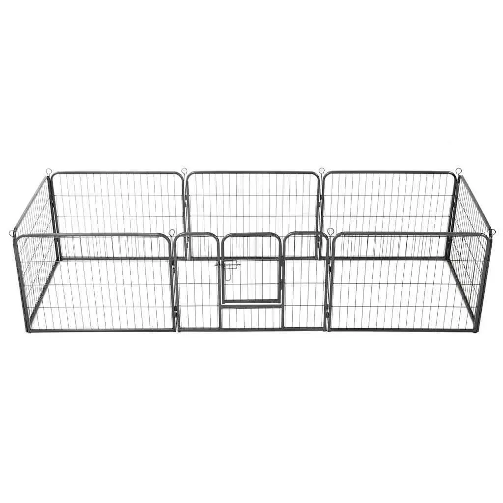 Dog Playpen 8 Panels Exercise Training 80x60cm Black