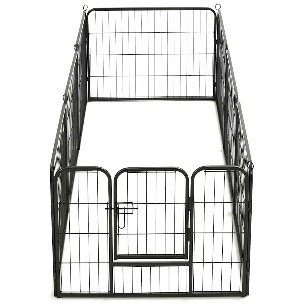 Dog Playpen 8 Panels Exercise Training 80x60cm Black