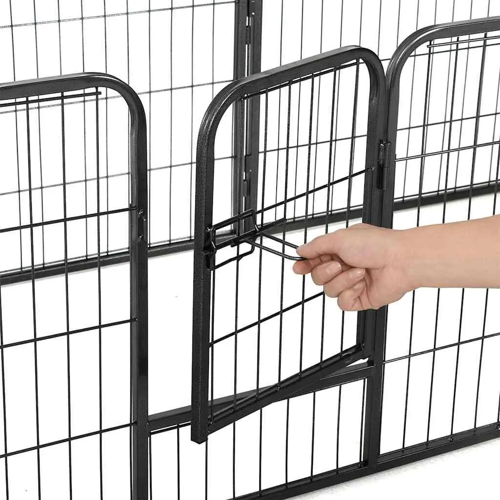 Dog Playpen 8 Panels Exercise Training 80x60cm Black