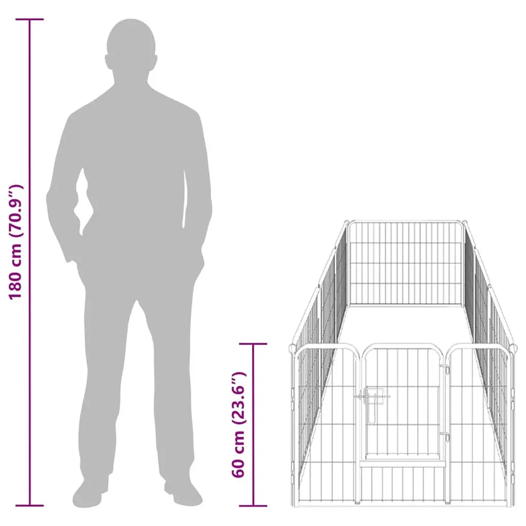 Dog Playpen 8 Panels Exercise Training 80x60cm Black