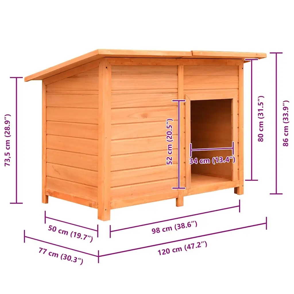 Dog House Wooden Kennel Outdoor Pet Cage 120 x 77 x 86 cm Brown