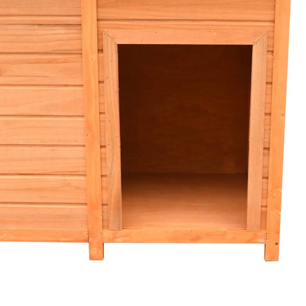 Dog House Wooden Kennel Outdoor Pet Cage 120 x 77 x 86 cm Brown