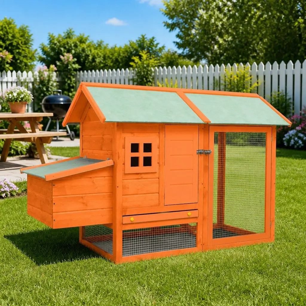 Chicken Cage Coop Hutch Wooden Hen House 170x81x110 cm Brown