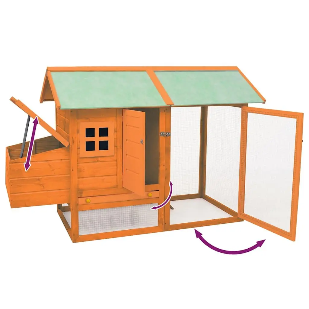Chicken Cage Coop Hutch Wooden Hen House 170x81x110 cm Brown