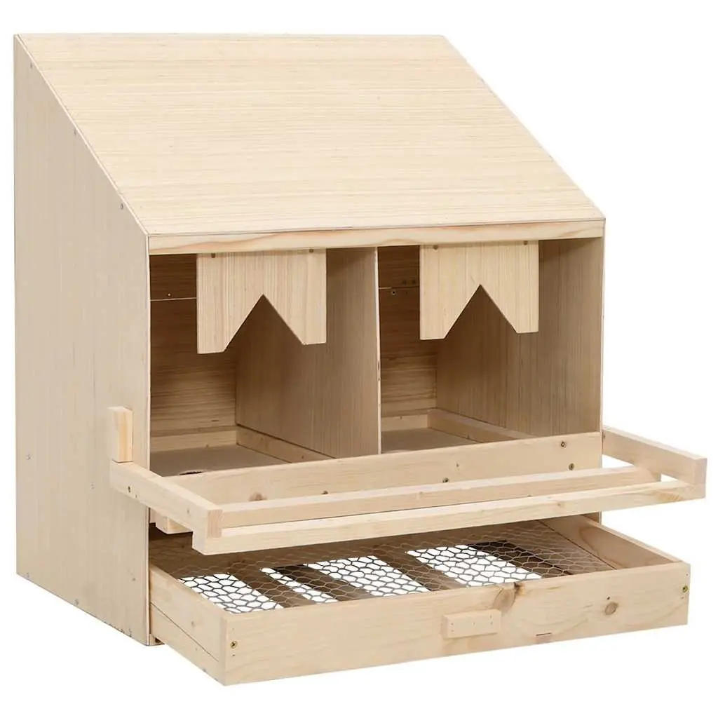 Wooden Chicken Laying Nest Box 2 Compartments for Egg Collection 63 x 40 x 65 cm