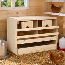 Chicken Laying Nest Box 2 Compartments Wooden Poultry Egg Collection Nesting
