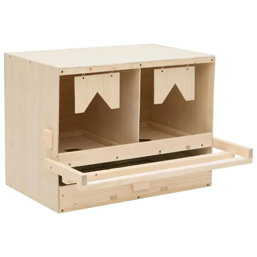 Wooden Chicken Laying Nest Box 2 Compartments for Egg Collection 63 x 40 x 45 cm